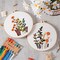 ojindiy 4 Sets Embroidery Kit Starter with Pattern and Instructions, DIY Beginner Starter Cross Stitch Kit Include 1 Embroidery Hoop, Needlework for Adults (Flower-Happy time)